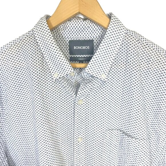 Bonobos Riviera Button Shirt Mens Size XL 100% Cotton Seersucker Short Sleeve - Picture 2 of 10